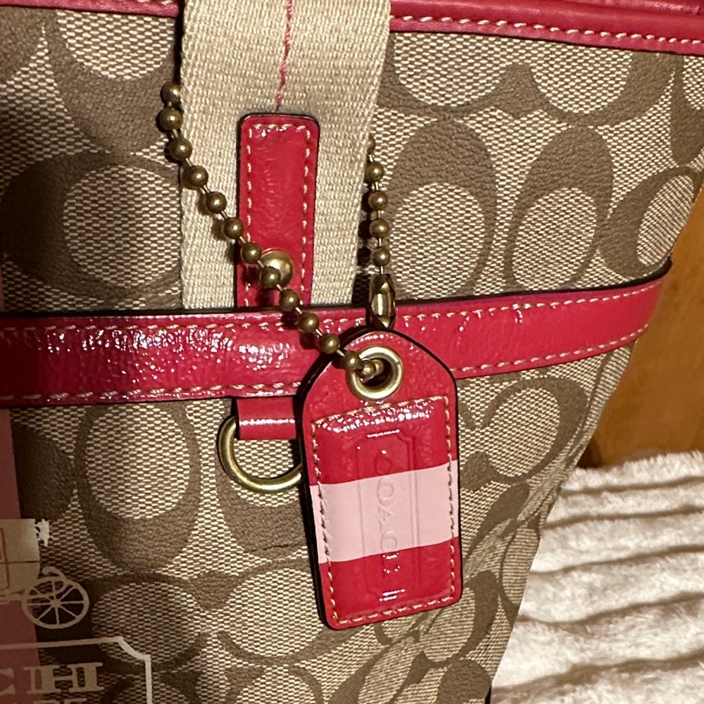 Coach Brown and Pink Signature Tote - Picture 2 of 13